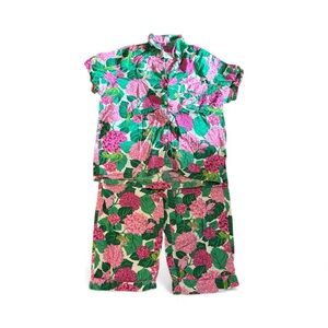 Printfresh Pink and Green Hydrangea Pajama Set